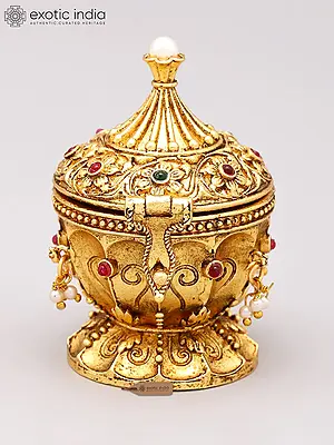 2" Designer Brass Kumkum/Sindoor Box