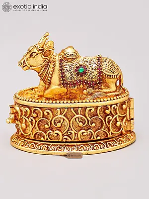 2" Brass Seated Nandi Kumkum Box