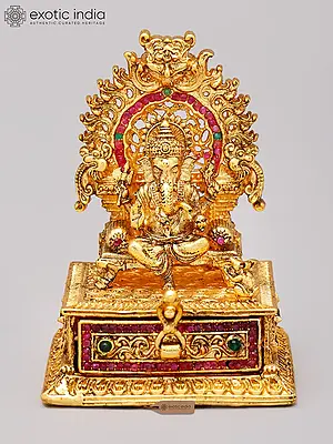 2" Brass Lord Ganesha Sindoor/Kumkum Box