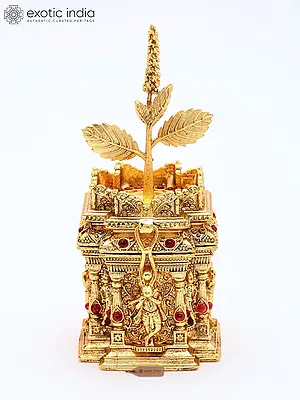 3" Brass Tulsi Ghar Kumkum/Sindoor Box