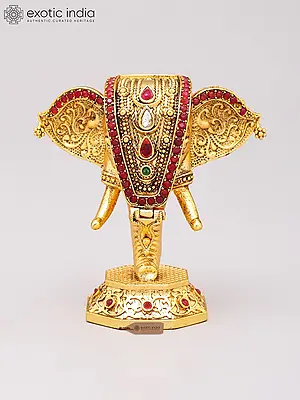 Decorative Brass Sindoor Box - Elephant Design