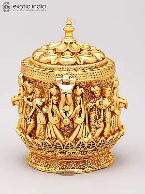 2" Brass Sindoor/Kumkum Box with Krishna Leela