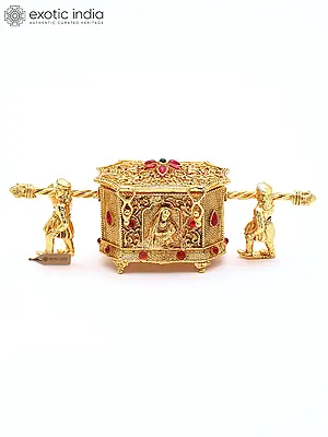 4" Brass Palanquin Kumkum/Sindoor Box