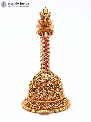 4" Superfine Goddess Lakshmi Bell in Brass