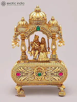 3" Radha Krishna on a Swing | Brass Sindoor/Kumkum Box