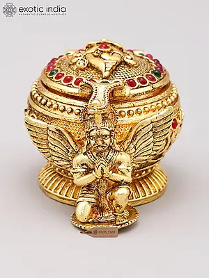 2" Brass Garuda Kumkum/Sindoor Box
