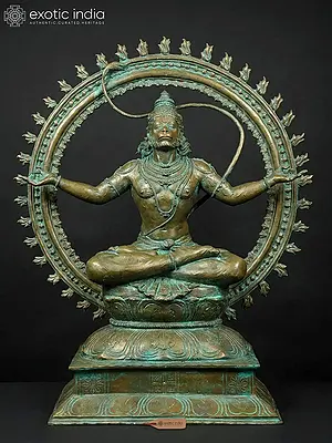 18" Lord Hanuman in the Cosmic Fire Arch Bronze Statue