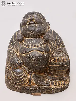 12" Laughing Buddha Stone Sculpture from Bali