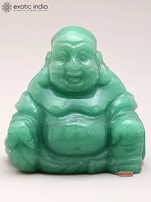 3" Small Jade Gemstone Laughing Buddha Figurine