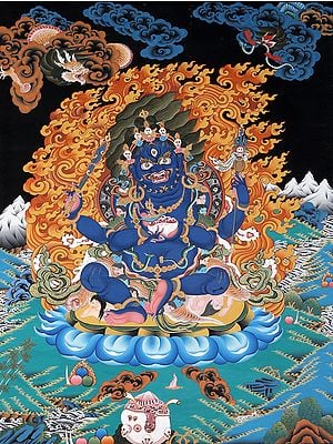 Tibetan Buddhist Four-Armed (Chatur-bhuja) Mahakala (mGon po phyag bzhi pa)