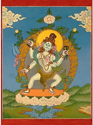 Heavenly Shivatandava (Tibetan Buddhist Thangka, Brocadeless)