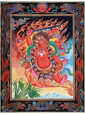 Superfine Two-Armed Mahakala -Tibetan Buddhist Thangka Without Brocade