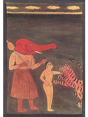 The Elephant-Headed Demon feeds His Victim to a Tiger