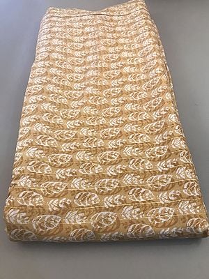 Viscose Lurex Chanderi Fabric With All-Over Leaf Motif Hand Screen Print