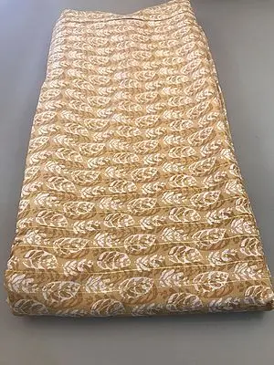 Viscose Lurex Chanderi Fabric with All-Over Leaf Motif Hand Screen Print