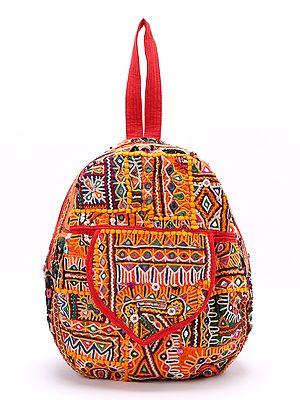 Antique Rabari Embroidered Backpack with Mirror Work from Kutch