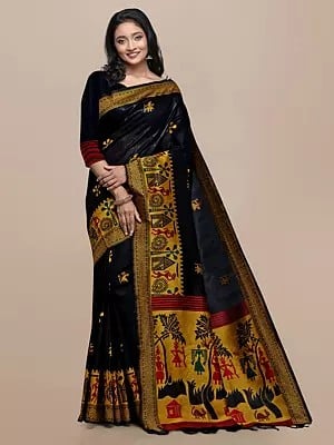 Raw Silk Kalamkari Woven Designer Attractive Festive Wear Saree