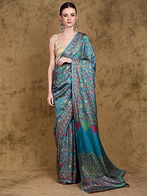 Kani Saree with Printed Multicolor Floral Paisley Vines