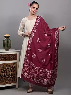 Batik Printed Chakra Pattern Art Silk Dupatta from Telangana