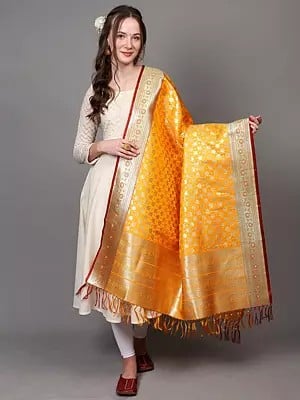 Banarasi Dupatta with All-Over Zari Brocaded Bootis and Phool Bail Border