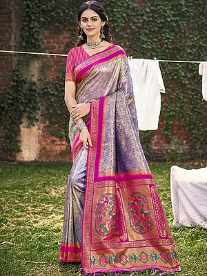 Attractive Festive Wear Banarasi Silk Saree With Designer Peacock Motifs Pallu