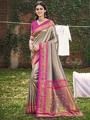 Weaving Work Paithani Silk Saree With Attractive Floral Motifs Pallu