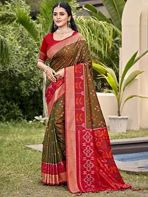 Silk Wide Border Festive Wear Silk Saree With Floral Printed Tassels Pallu