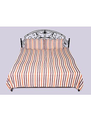 Queen Size Bamboo Bedspread with Pillow Cover and Multicolor Stripes