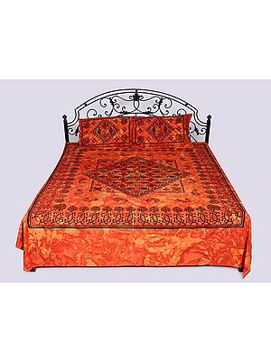 Dusted-Clay Batik-Dyed Queen Size Bedspread with Pillow Cases