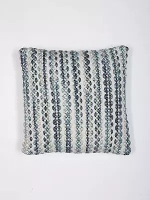Blue and White Striped Cushion Cover with Zip Closure