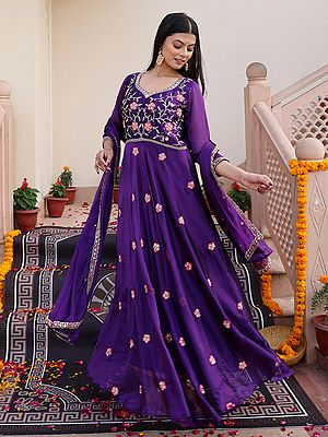 Opulent Rangoli Silk Anarkali Suit With Dupatta And Crepe Bottom With Intricate Beads Embroidery For Wedding Functions Parties