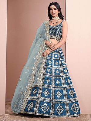 Elegant Floor Length Art Silk Lehenga Choli Set With Dupatta Showcasing Heavy Sequins Embroidery Work Throughout