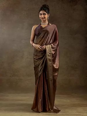 Exquisite Fendi Satin Silk Saree Adorned with Flexible Multiple Hooks Closure for Seamless Sophisticated Draping