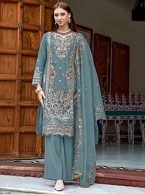 Sophisticated Organza Salwar Suit Featuring Santoon Dupatta For Captivating Festive Elegance Timeless Grace