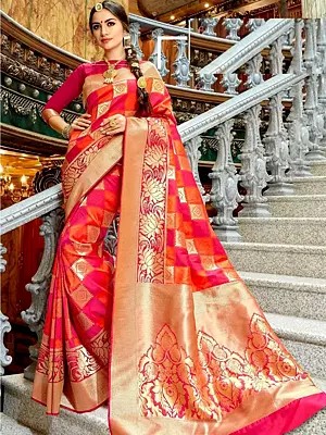 Soft Lichi Silk Saree Beautiful Rich Pallu Jacquard Work All Over Weaving Ethnic Party Festive Wedding Wear