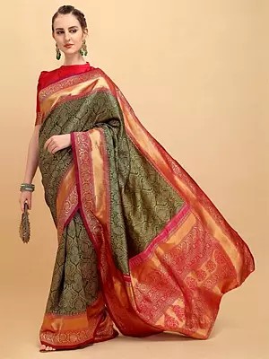 Soft Lichi Silk Saree Rich Pallu Jacquard Work All Over Jacquard Border Ethnic Party Festive Wedding Wear