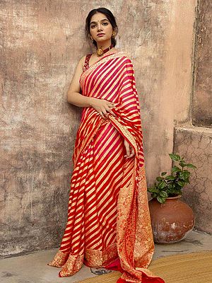 Vibrant Striped Soft Lichi Silk Saree Luxurious Rich Pallu Exquisite Jacquard All Over Ethnic Festive Party Wear