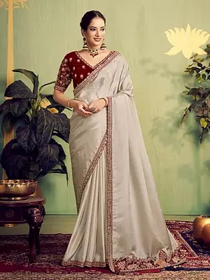 Elegant Handloom Upada Silk Saree Featuring Exquisite Sequence Embroidery Stone Handwork And Delicate Zari Detailing
