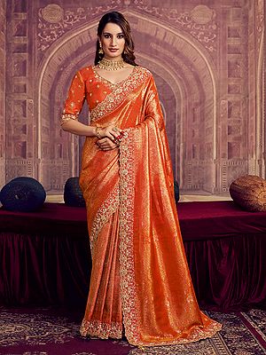 Timeless Kanjivaram Pure Zari Silk Saree Featuring Dual Sequence Pearl Handwork And Opulent Zari Border Design