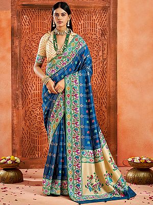 Luxurious Velvet Tussar Silk Saree Featuring Paithani Pallu With Intricate Ghatchola Print Allover And Detailed Border Work