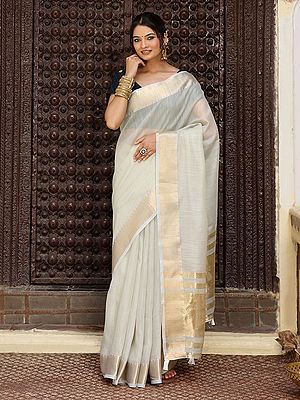 Elegant Cotton Saree Featuring Exquisite Woven Designer Work Delicate Golden Border Detailing for women