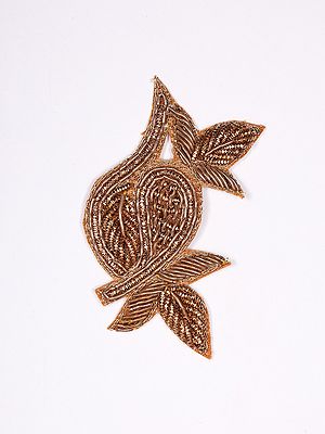 Gilded-Beige Small Patch with Zardozi work