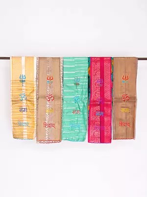 Lot of Five Prayer Scarf with Embroidered Om Namah Shivay Mantra