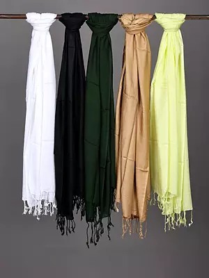 Lot of Five Plain Stoles with String Fringe Border