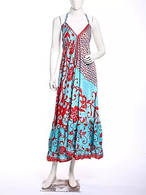 Vintage Printed Halter Backless Maxi Dress from Jodhpur