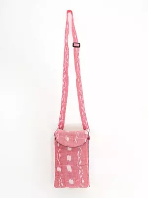 Cotton Mobile Bags with Ikat Weave and Detachable Strap