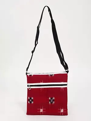 Cotton Sling Bag for Women with with Zipper Closure and Ikat Weave