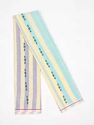 Dual Color Cotton Angavastram with Stripes Weave