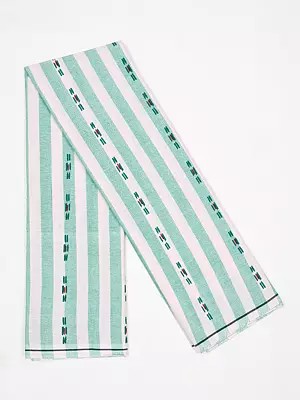 Dual Color Cotton Angavastram with Stripes Weave