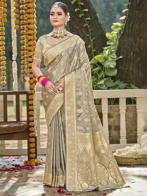 Floral Border Designer Satin Silk Saree With Paisleys Motifs Contrast Pallu